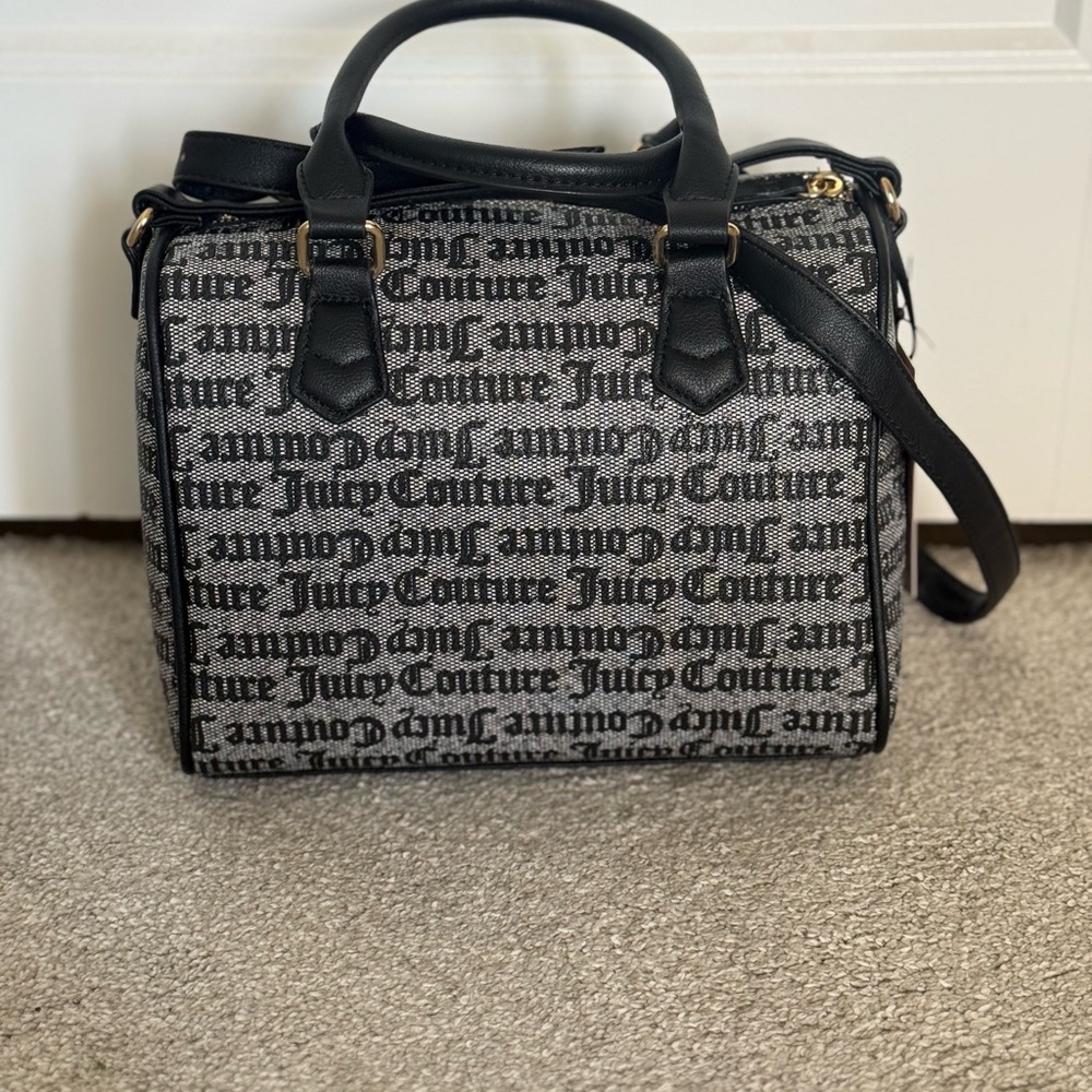 NWT - Juicy Couture Black Beige Licorice Satchel - Black Strawberry - Picture 3 of 6